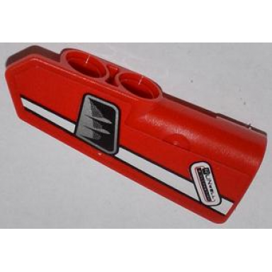 red technic panel fairing 22 very small smooth side a with white line air intake and runwell acellerators pattern sticker - set 42011
