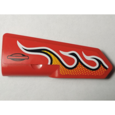 red technic panel fairing 22 very small smooth side a with flames pattern sticker - set 42005