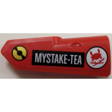 red technic panel fairing 22 very small smooth side a with red samurai helmet crossed swords and mystake-tea pattern sticker - set 70596