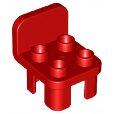 red duplo furniture chair with 4 studs and rounded back