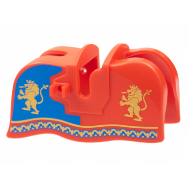 red horse barding smooth edge with gold lions and border and blue panel pattern