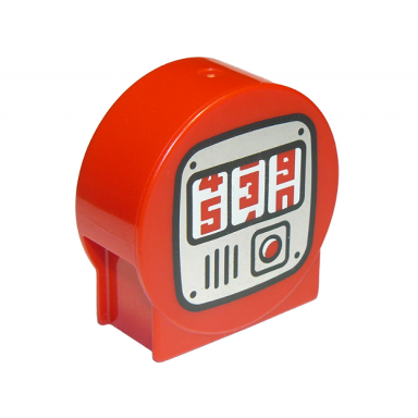 red duplo brick 1 x 2 x 2 round top cut away sides with meter with 539 pattern