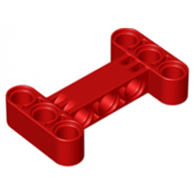 red technic liftarm modified h-shape thick 3 x 5 perpendicular