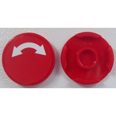 red tile round 2 x 2 with bottom stud holder with white curved arrow double on red background pattern sticker - sets 60052 60198 60200 60233