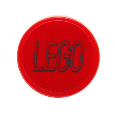 red tile round 2 x 2 with bottom stud holder with black lego logo outline squared ends on red background pattern sticker - set 76039