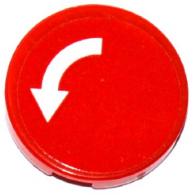 red tile round 2 x 2 with bottom stud holder with white curved arrow on red background pattern sticker - set 60104