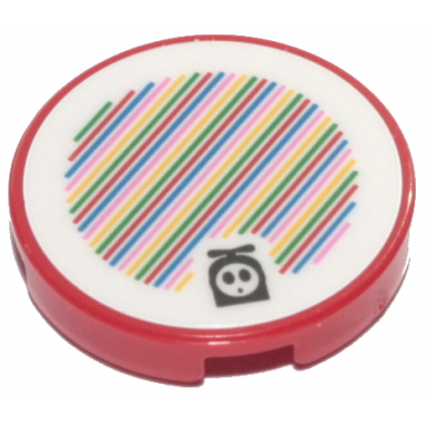 red tile round 2 x 2 with bottom stud holder with super mario scanner code fly guy pattern sticker - set 71386