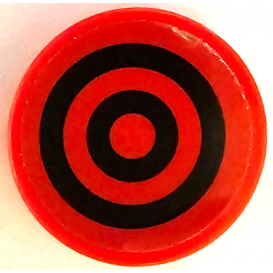 red tile round 2 x 2 with bottom stud holder with 2 black concentric circles target pattern sticker - set 41236