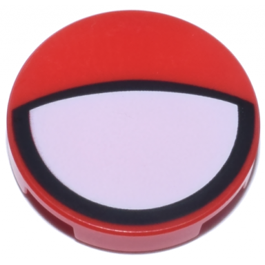 tile round 2 x 2 with bottom stud holder with large white partially closed eye with black border pattern
