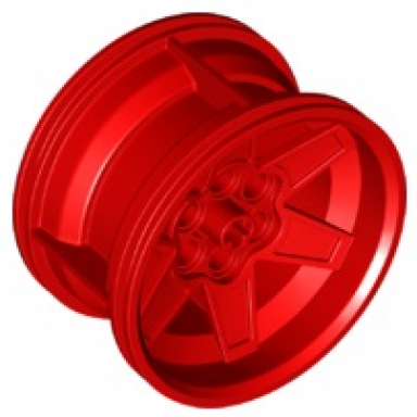 red wheel 56mm d x 34mm technic racing medium 6 pin holes