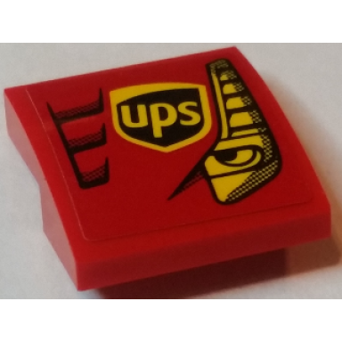 red slope curved 2 x 2 x 2 3 with yellow eye ups logo and red vents pattern model left side sticker - set 75908