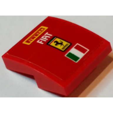 red slope curved 2 x 2 x 2 3 with pirelli fiat ferrari logo and italian flag pattern sticker - set 75913