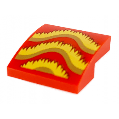 red slope curved 2 x 2 x 2 3 with gold bright light orange and dark red fringe pattern