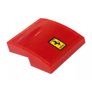 red slope curved 2 x 2 x 2 3 with ferrari logo pattern sticker - set 76895