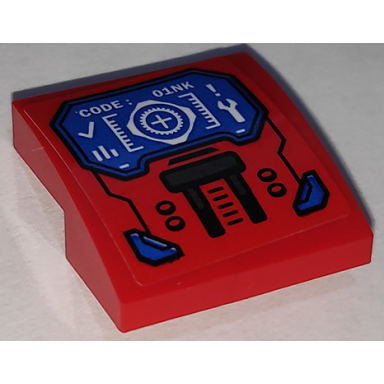 red slope curved 2 x 2 x 2 3 with code: and 01nk on blue target screen and control panel pattern sticker - set 76151