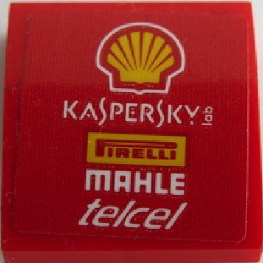 red slope curved 2 x 2 x 2 3 with shell logo kaspersky lab pirelli logo mahle and telcel pattern sticker - set 75879