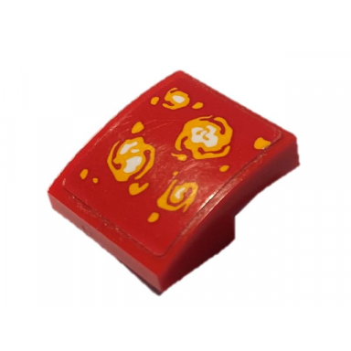 red slope curved 2 x 2 x 2 3 with bright light orange and white lava balls pattern sticker - set 70323