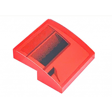 red slope curved 2 x 2 x 2 3 with black faded air vents pattern model left side sticker - set 75890