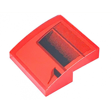 red slope curved 2 x 2 x 2 3 with black faded air vents pattern model right side sticker - set 75890