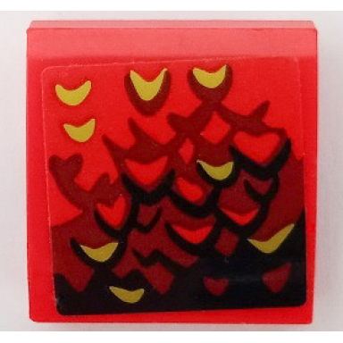 red slope curved 2 x 2 x 2 3 with black dark red and gold scales pattern side b sticker - set 70653
