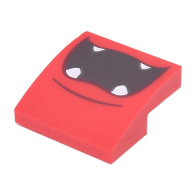red slope curved 2 x 2 x 2 3 with black open mouth smile with white fangs pattern super mario grabbing ghost lower face