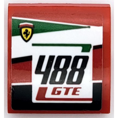 red slope curved 2 x 2 x 2 3 with ferrari logo black 488 and red gte pattern model left side sticker - set 75889