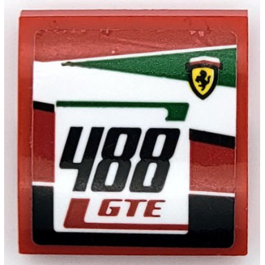 red slope curved 2 x 2 x 2 3 with ferrari logo black 488 and red gte pattern model right side sticker - set 75889