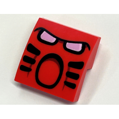 red slope curved 2 x 2 x 2 3 with tahu mask and dark pink eyes pattern