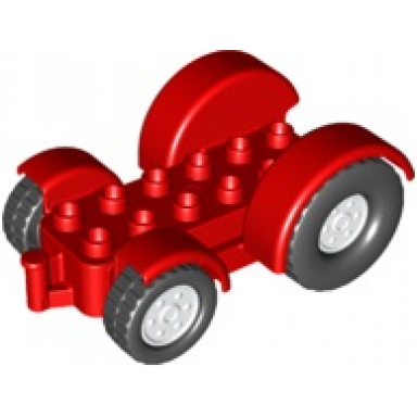 duplo car base 2 x 6 tractor with mudguards and white wheels with black tires