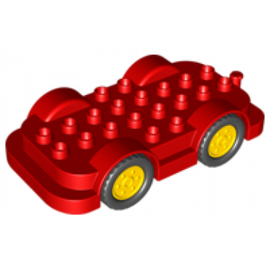 duplo car base 4 x 8 with yellow wheels with black tires