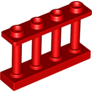 red fence 1 x 4 x 2 spindled with 4 studs