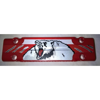 red technic panel plate 3 x 11 x 1 with white stripe roaring bear and scratches pattern sticker - set 42029