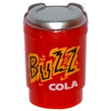 red minifigure utensil cup take out cup without top hole with metallic silver lid and buzz cola pattern