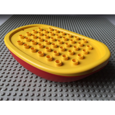 red duplo boat hull unitary 7 x 12 with yellow top 15576 15575