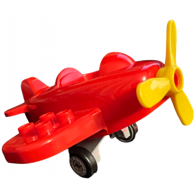 duplo airplane small with propeller rotor 3 blade 4 diameter and light bluish gray duplo airplane landing gear with 4 studs on top and 2 wheels