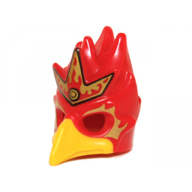 red minifigure headgear mask bird phoenix with yellow beak and elaborate gold headpiece with red flames pattern