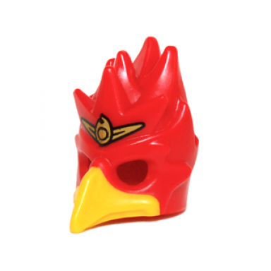 red minifigure headgear mask bird phoenix with yellow beak and small gold headpiece pattern