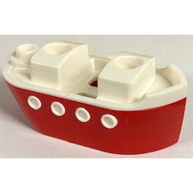 red minifigure costume ferry boat ship with molded white top pattern
