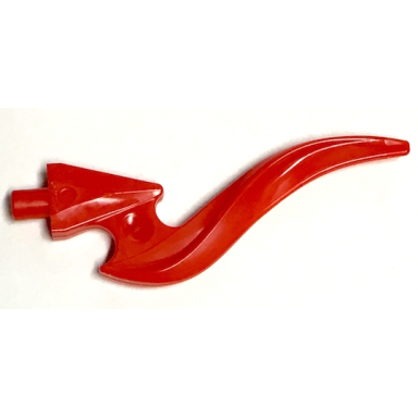 red wave rounded curved single with bar end and triangular base flame