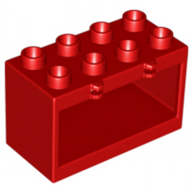 red duplo container box 2 x 4 x 2 with open sides