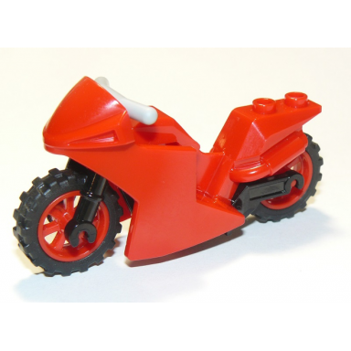 red motorcycle sport bike with black frame red wheels and light bluish gray handlebars
