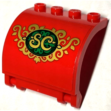 red panel 3 x 4 x 3 curved with double clip hinge with gold sc and scrollwork pattern sticker - set 40499