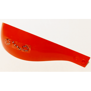 red panel 4 x 4 x 13 curved tapered with clip at each end with patches and stitches pattern sticker - set 60130
