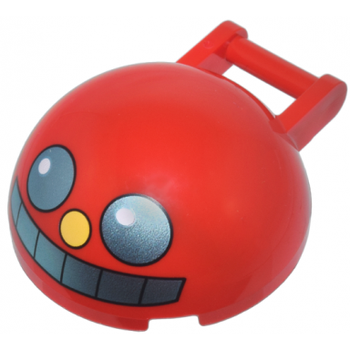 red windscreen 4 x 4 x 1 2 3 canopy half sphere with bar handle with metallic light blue eyes and mouth and yellow nose pattern sonic the hedgehog egg pawn face