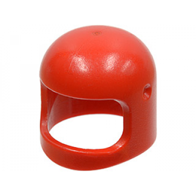 red minifigure headgear helmet space town with thin chin strap - with visor dimples