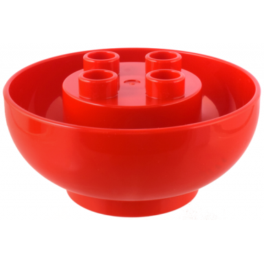 red duplo brick round 4 x 4 x 1 1 2 dome bottom with 2 x 2 studs