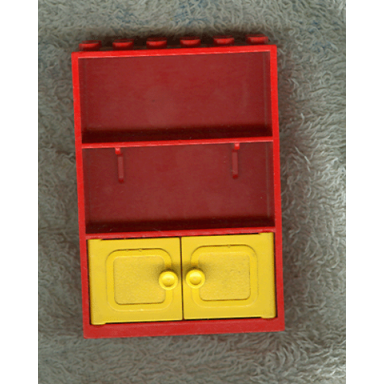 red fabuland cupboard 2 x 6 x 7 with yellow doors