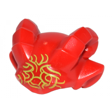 red minifigure headgear head top gargoyle horns and ears with lime lines pattern