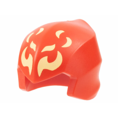red minifigure headgear ninjago wrap hood smooth with bright light yellow flames pattern