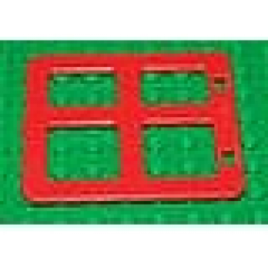 red duplo door window pane 1 x 4 x 3 with 4 different size panes square corners